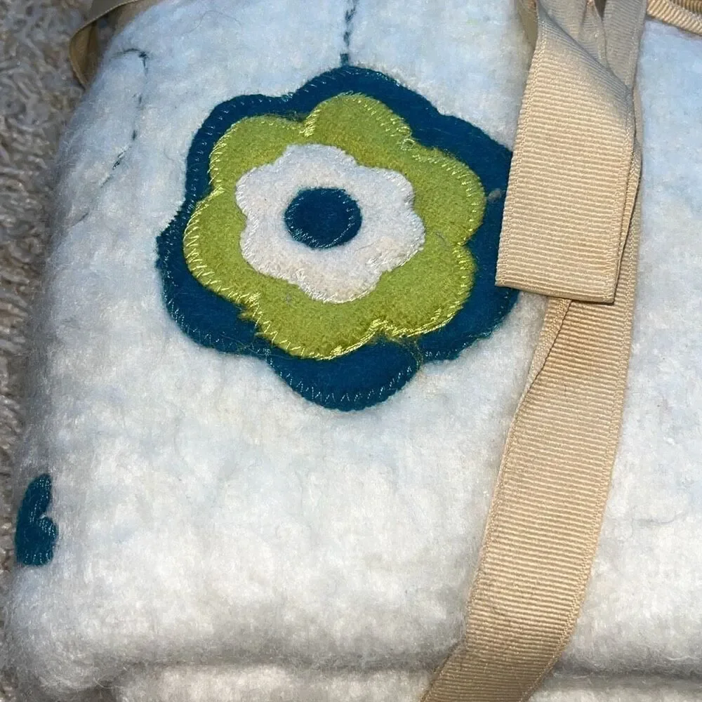 New Pier 1 Imports Embroidered Floral Birds Wool Blend Decorative Throw 50